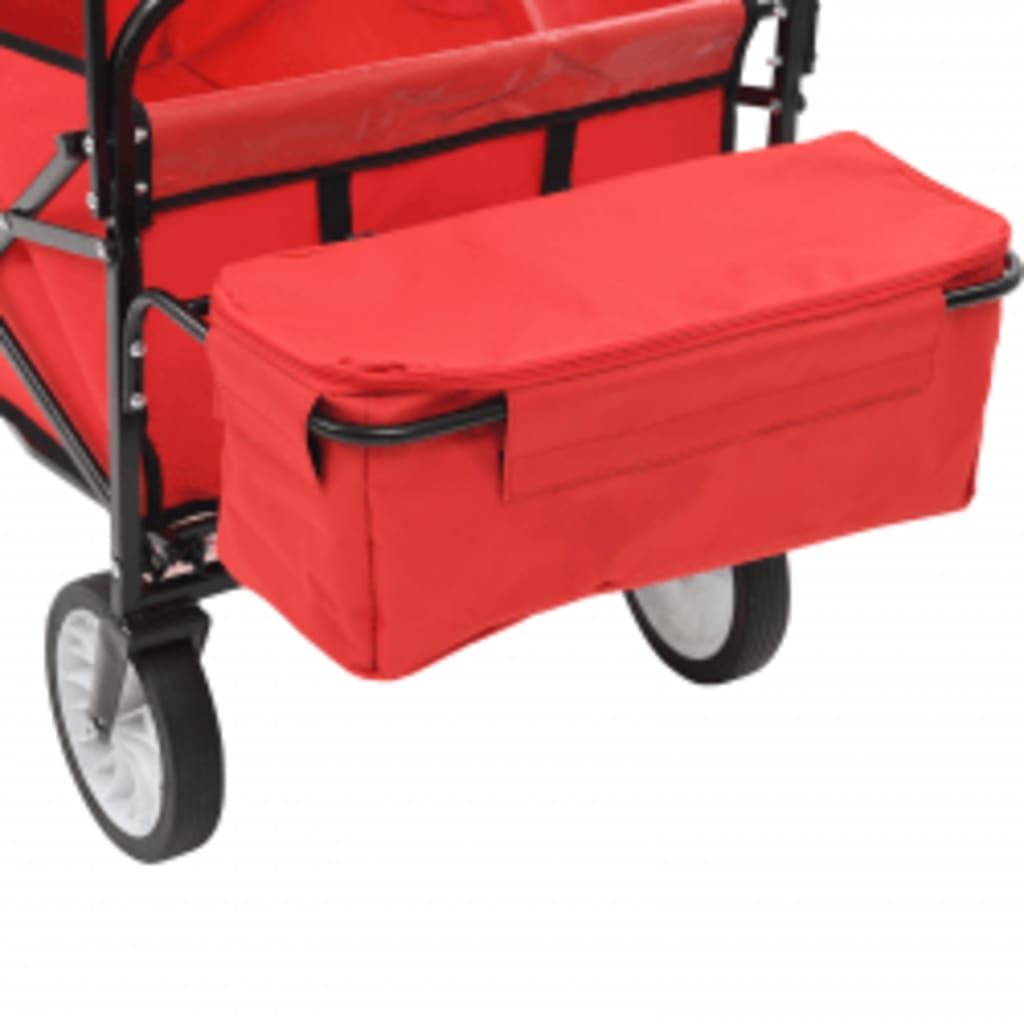 Klappbarer Handwagen mit Sonnendach Stahl Rot - Pazzar.ch