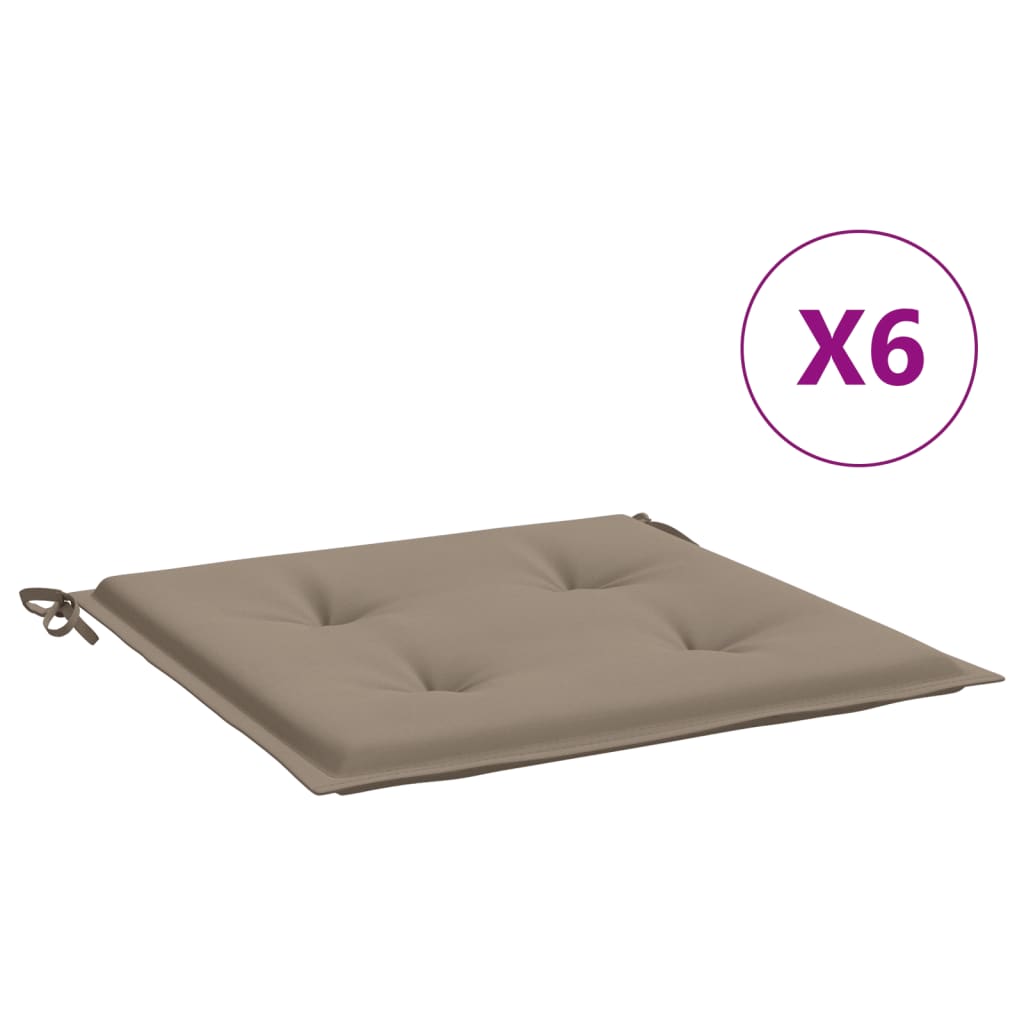 Gartenstuhl-Kissen 6 Stk. Taupe 50x50x3 cm Oxford-Gewebe