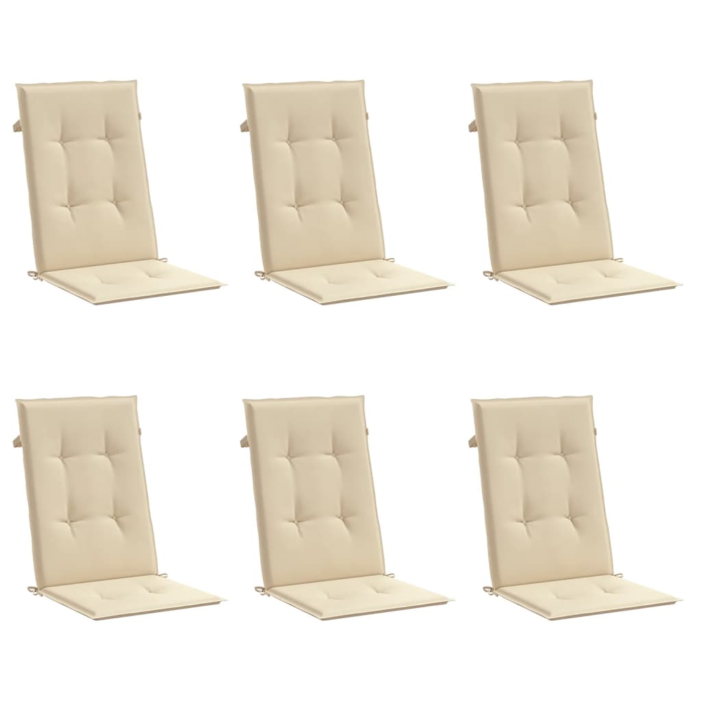 Gartenstuhlauflagen für Hochlehner 6Stk. Beige 120x50x3cm Stoff - Pazzar.ch