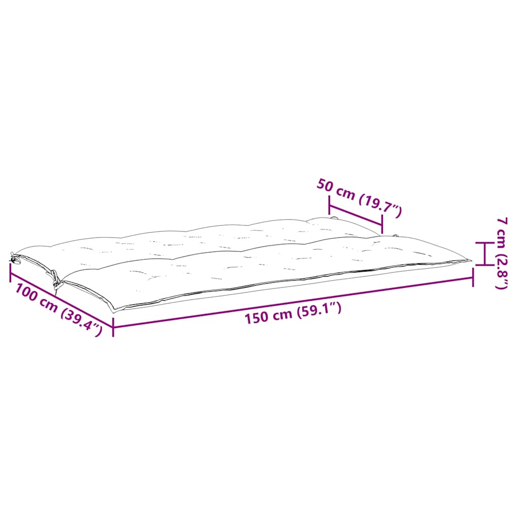 Gartenbank-Auflage Anthrazit 150x(50+50)x7 cm Oxford-Gewebe - Pazzar.ch