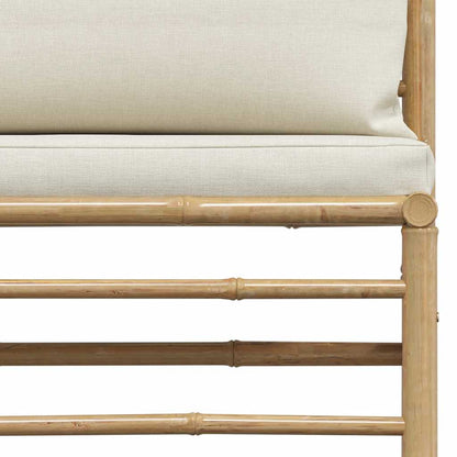 2-tlg. Garten-Lounge-Set mit Kissen Cremeweiß Bambus