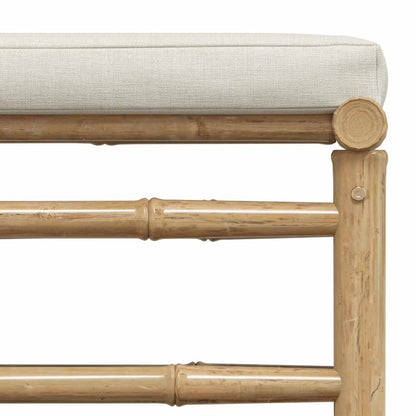 Garten-Fußhocker mit Kissen Cremeweiß Bambus