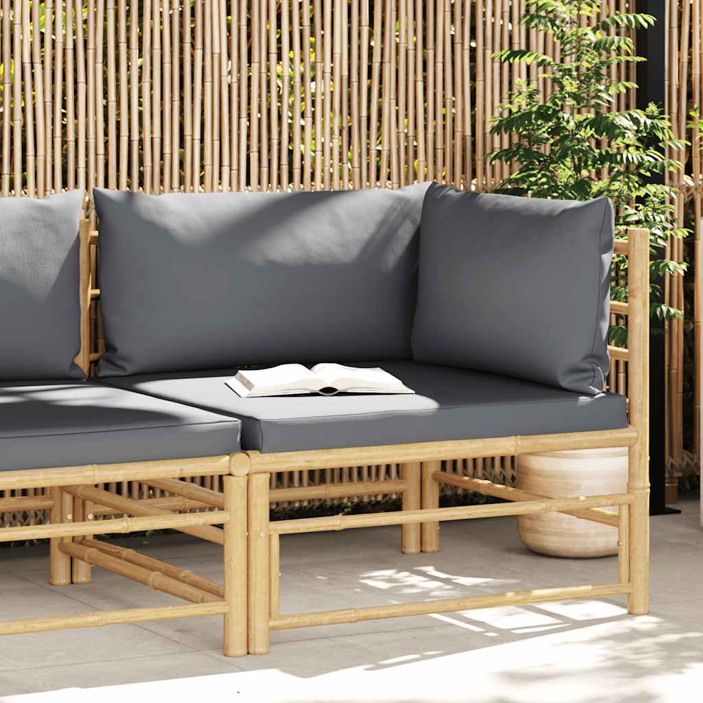 Garten-Ecksofa mit Dunkelgrauen Kissen Bambus