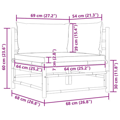 Garten-Ecksofa mit Dunkelgrauen Kissen Bambus