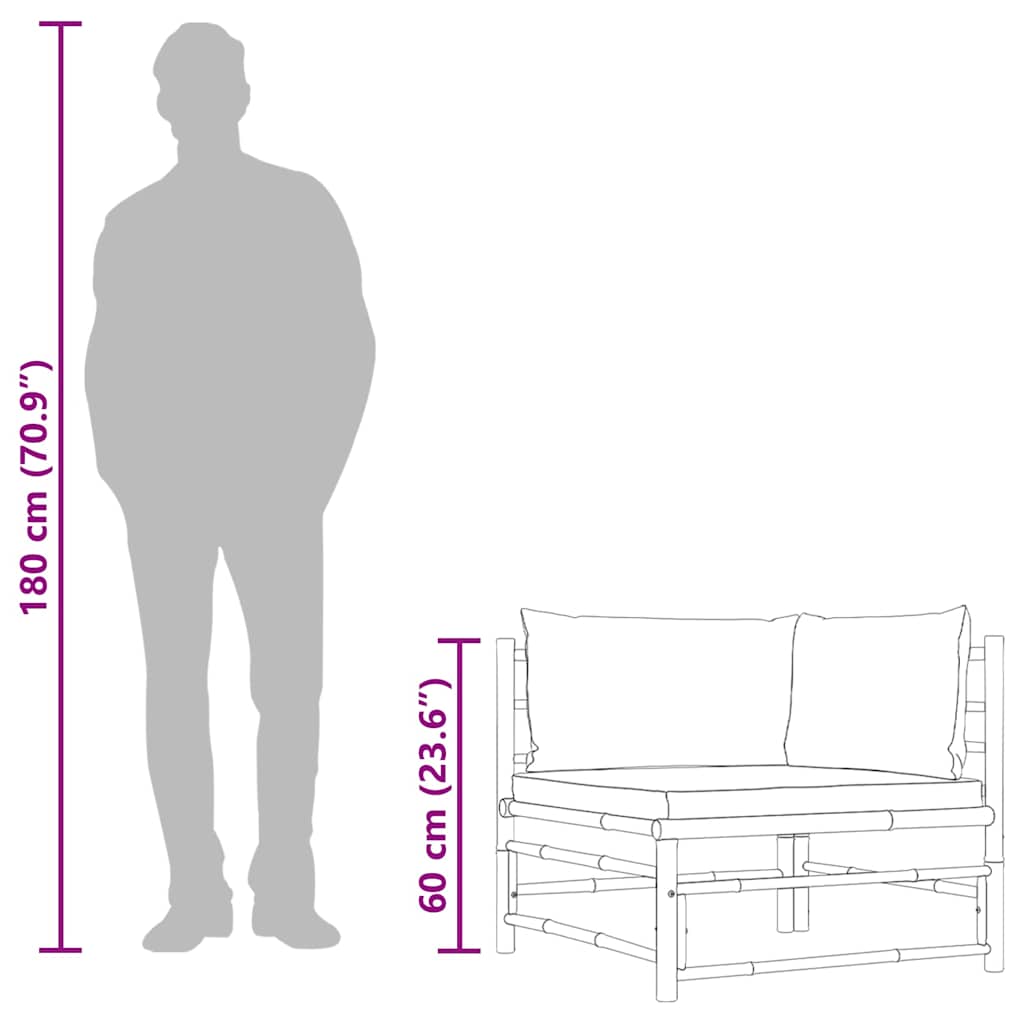 Garten-Ecksofa mit Dunkelgrauen Kissen Bambus