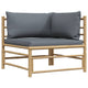 Garten-Ecksofa mit Dunkelgrauen Kissen Bambus