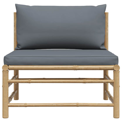 Garten-Mittelsofa mit Dunkelgrauen Kissen Bambus