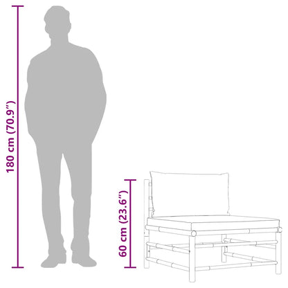 Garten-Mittelsofa mit Dunkelgrauen Kissen Bambus