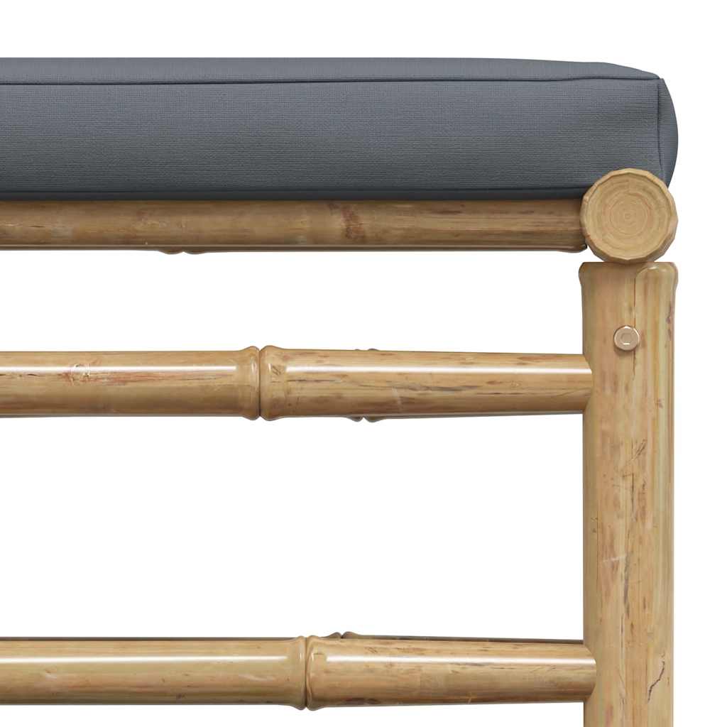 Garten-Fußhocker mit Dunkelgrauem Kissen Bambus