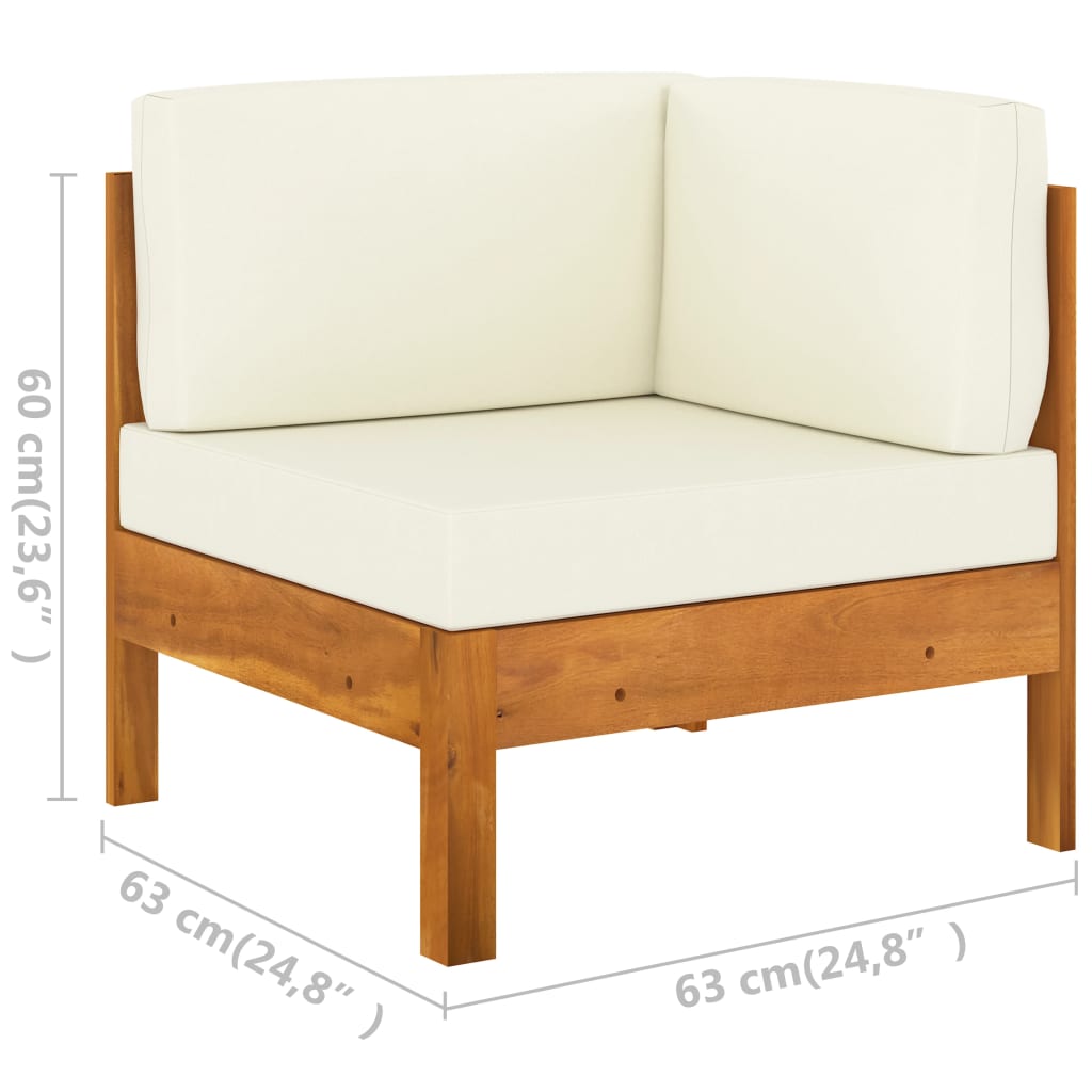 7-tlg. Garten-Lounge-Set mit Creme Auflagen Massivholz Akazie - Pazzar.ch