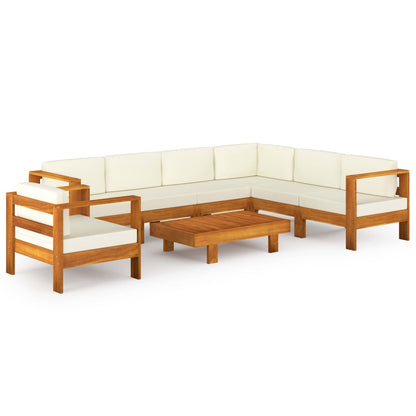 8-tlg. Garten-Lounge-Set mit Creme Auflagen Massivholz Akazie - Pazzar.ch