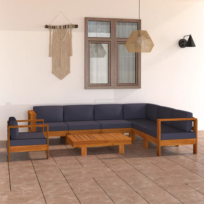 8-tlg. Garten-Lounge-Set mit Dunkelgrauen Auflagen Akazienholz - Pazzar.ch