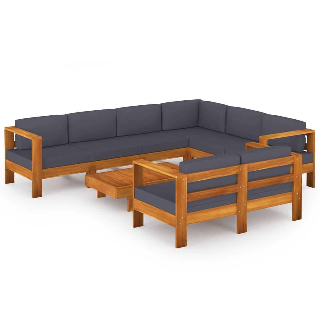 8-tlg. Garten-Lounge-Set mit Dunkelgrauen Auflagen Akazienholz - Pazzar.ch