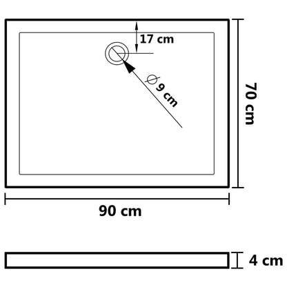 Duschtasse ABS Rechteckig Schwarz 70x90 cm - Pazzar.ch