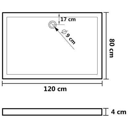Duschtasse ABS Rechteckig Schwarz 80x120 cm - Pazzar.ch