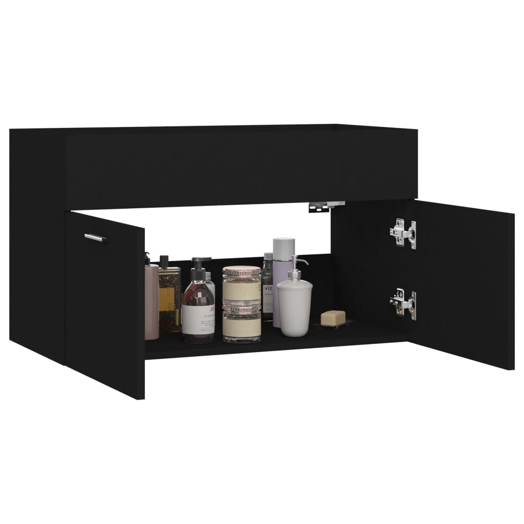 Waschbeckenunterschrank Schwarz 80x38,5x46 cm Holzwerkstoff - Pazzar.ch