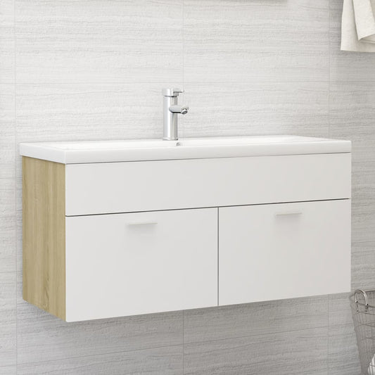 Waschbeckenunterschrank Weiß Sonoma-Eiche 100x38,5x46 cm - Pazzar.ch