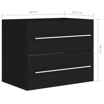 Waschbeckenunterschrank Schwarz 60x38,5x48 cm Holzwerkstoff - Pazzar.ch