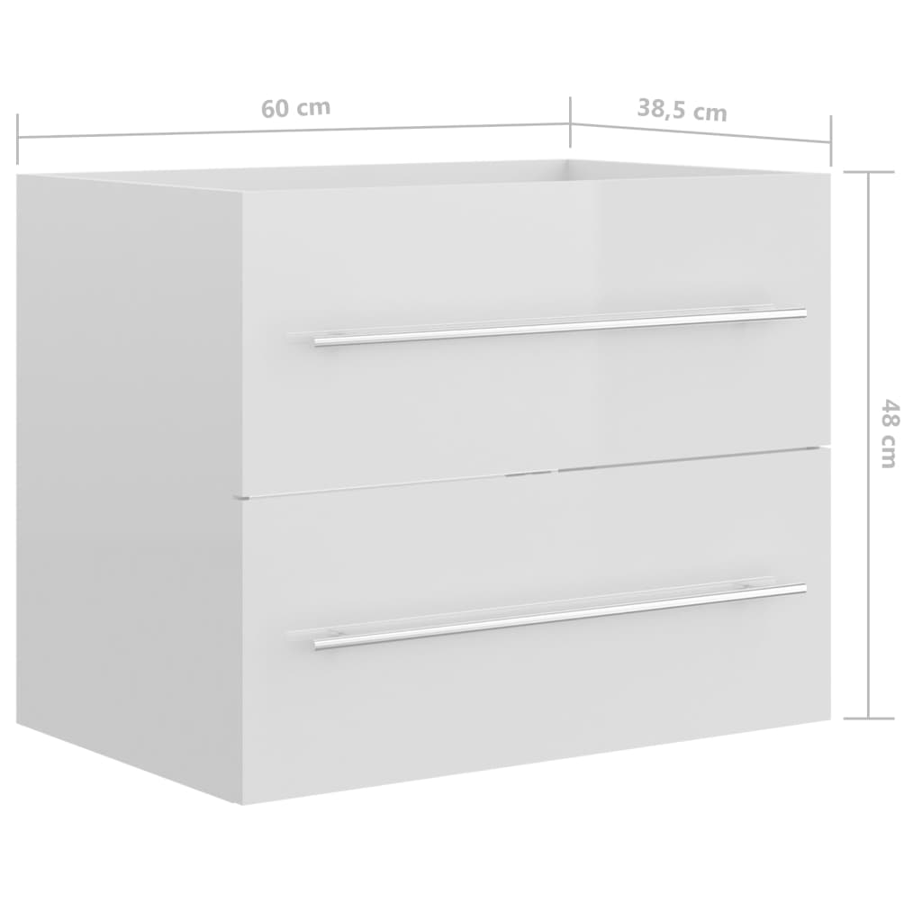 Waschbeckenunterschrank Hochglanz-Weiß 60x38,5x48 cm - Pazzar.ch