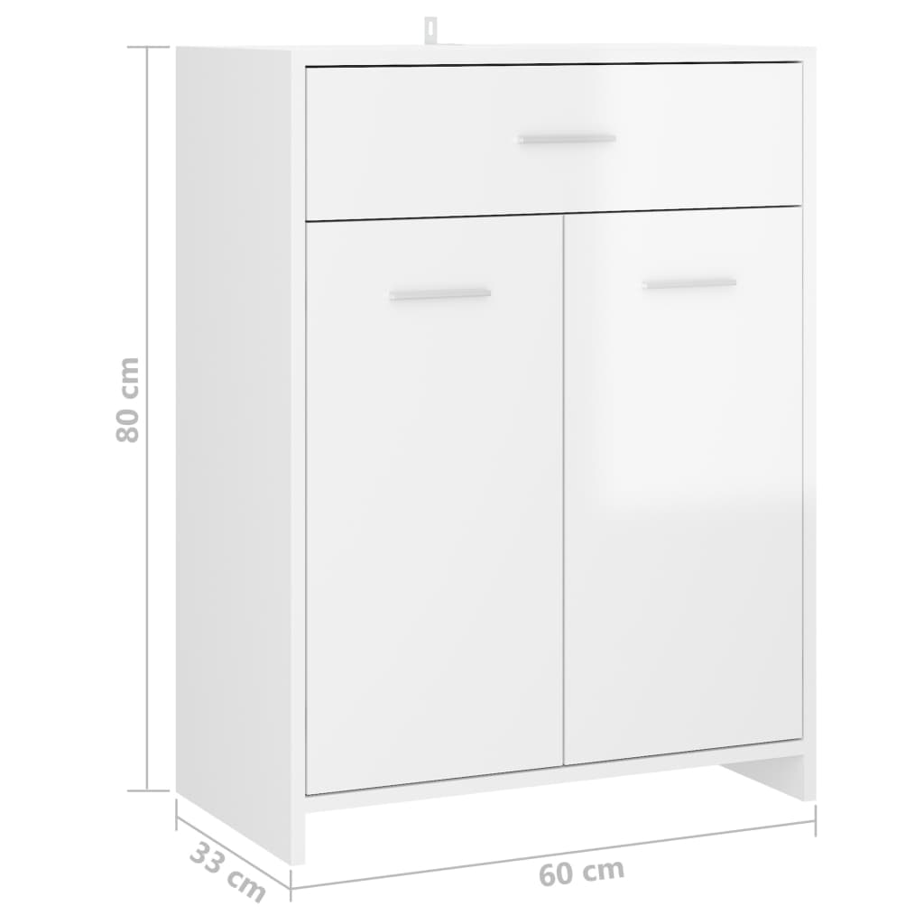 Badezimmerschrank Hochglanz-Weiß 60x33x80 cm Holzwerkstoff - Pazzar.ch