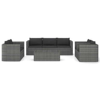 8-tlg. Garten-Lounge-Set mit Kissen Poly Rattan Grau - Pazzar.ch