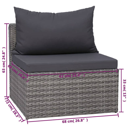 8-tlg. Garten-Lounge-Set mit Kissen Poly Rattan Grau - Pazzar.ch