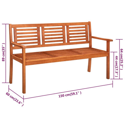 3-Sitzer-Gartenbank mit Auflage 150 cm Massivholz Eukalyptus - Pazzar.ch