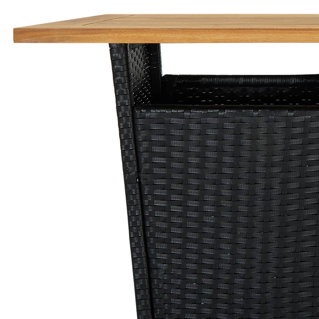 3-tlg. Gartenbar-Set mit Kissen Poly Rattan Schwarz - Pazzar.ch