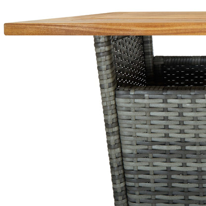 3-tlg. Gartenbar-Set mit Kissen Poly Rattan Grau - Pazzar.ch