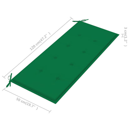 Batavia-Gartenbank mit Grünem Kissen 120 cm Teak Massivholz - Pazzar.ch