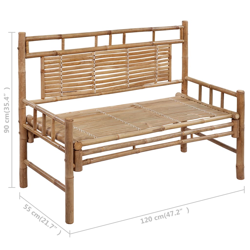 Gartenbank mit Auflage 120 cm Bambus