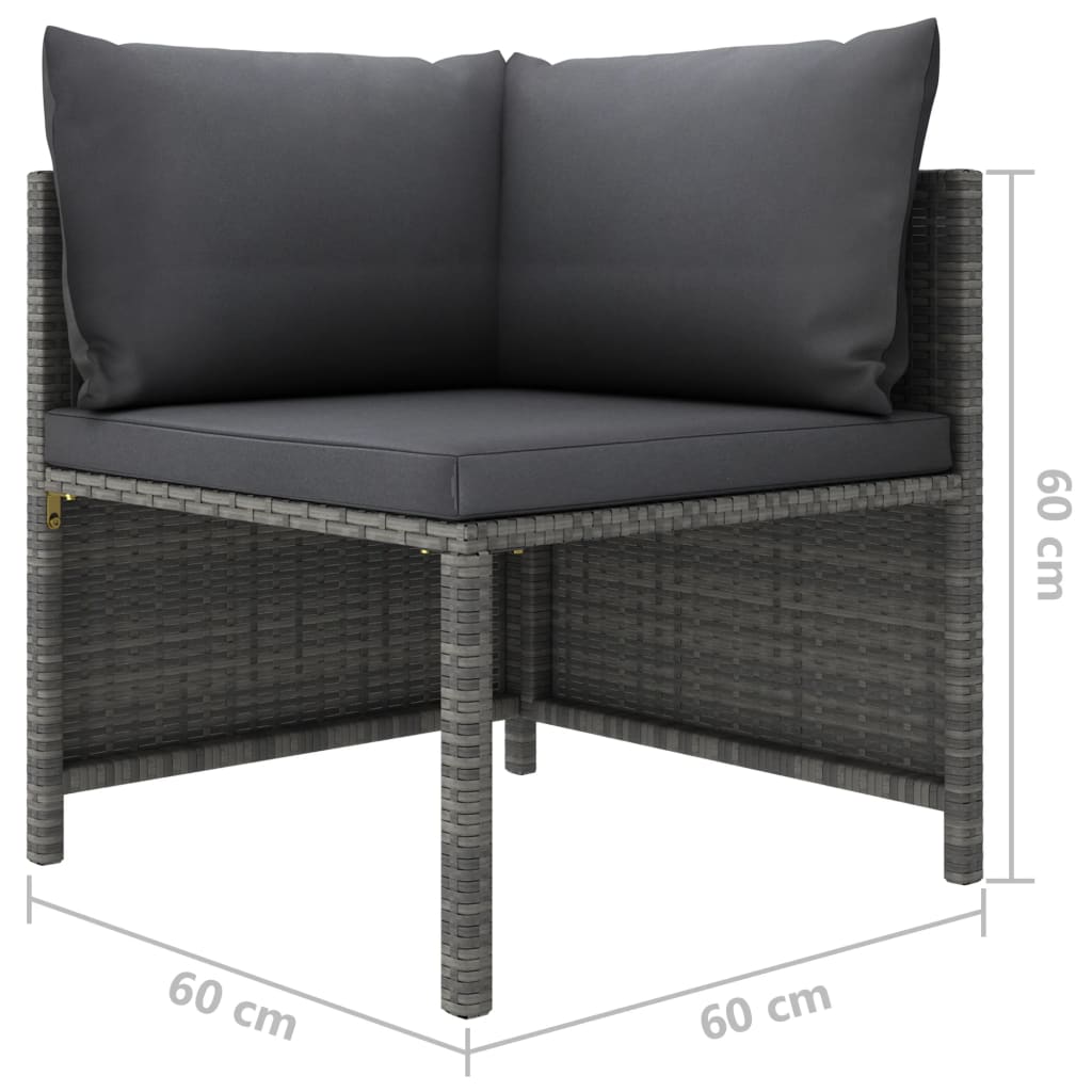 10-tlg. Garten-Lounge-Set mit Kissen Poly Rattan Grau - Pazzar.ch