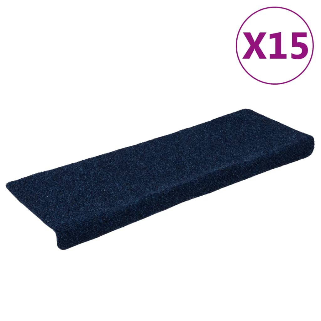 Treppenmatten 15 Stk. Nadelvlies 65x21x4 cm Blau