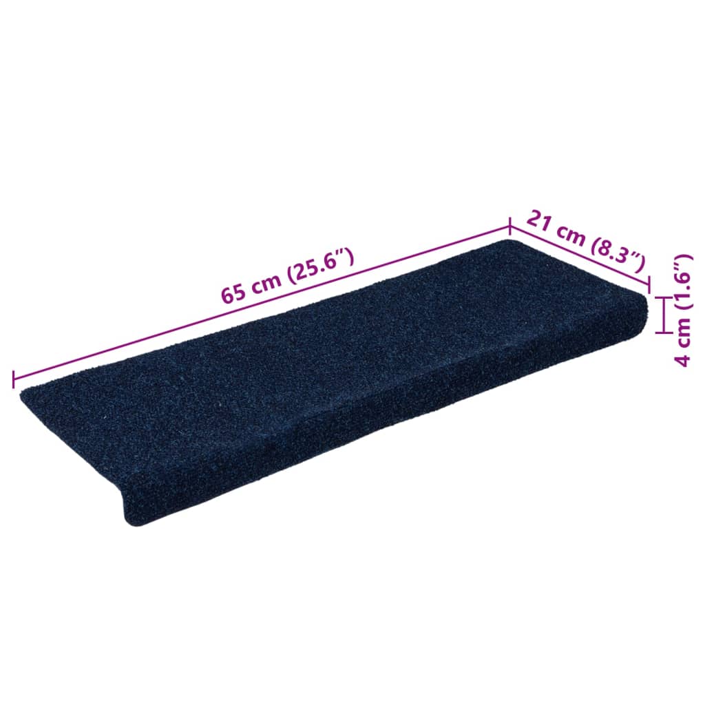 Treppenmatten 15 Stk. Nadelvlies 65x21x4 cm Blau