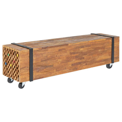 TV-Schrank 110x30x32,5 cm Massivholz Teak - Pazzar.ch