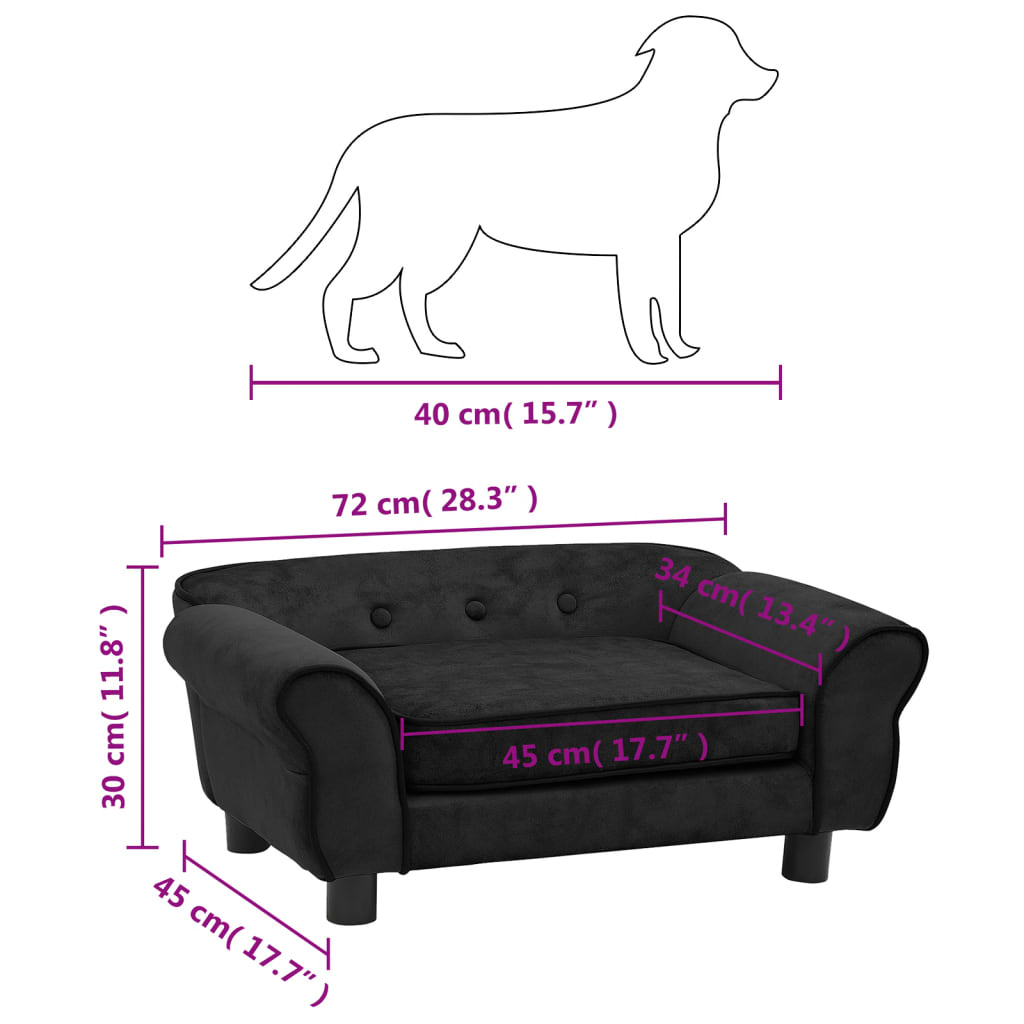 Hundesofa Schwarz 72x45x30 cm Plüsch - Pazzar.ch