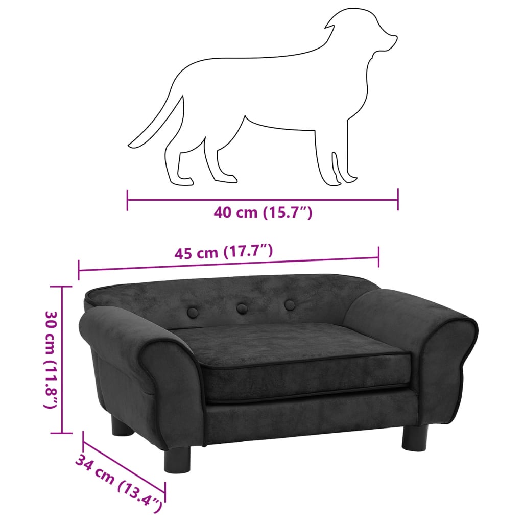 Hundesofa Dunkelgrau 72x45x30 cm Plüsch