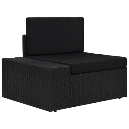 10-tlg. Garten-Lounge-Set mit Kissen Schwarz Poly Rattan
