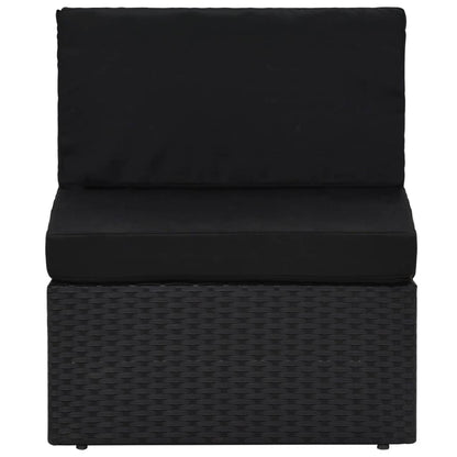10-tlg. Garten-Lounge-Set mit Kissen Schwarz Poly Rattan