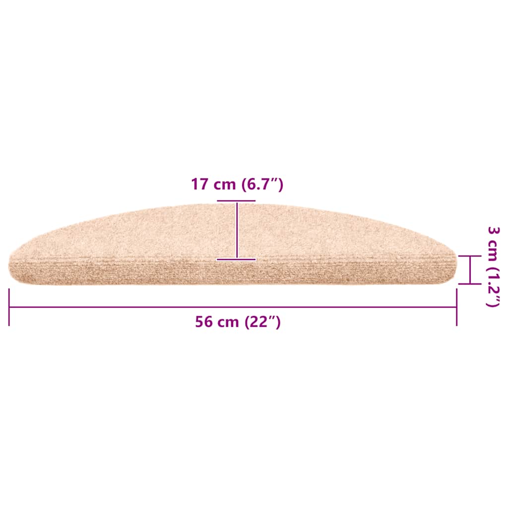 Stufenmatten Selbstklebend 10 Stk. 56x17x3 cm Hellbraun Halbrund