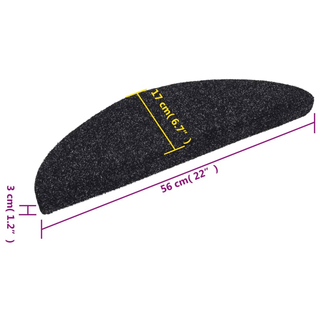 Selbstklebende Treppenmatten 10 Stk. Schwarz 56x17x3 cm - Pazzar.ch
