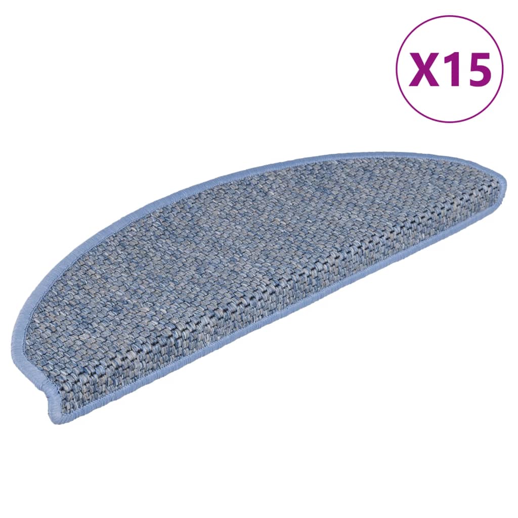 Treppenmatten Selbstklebend Sisal-Optik 15 Stk. 65x21x4 cm Blau - Pazzar.ch