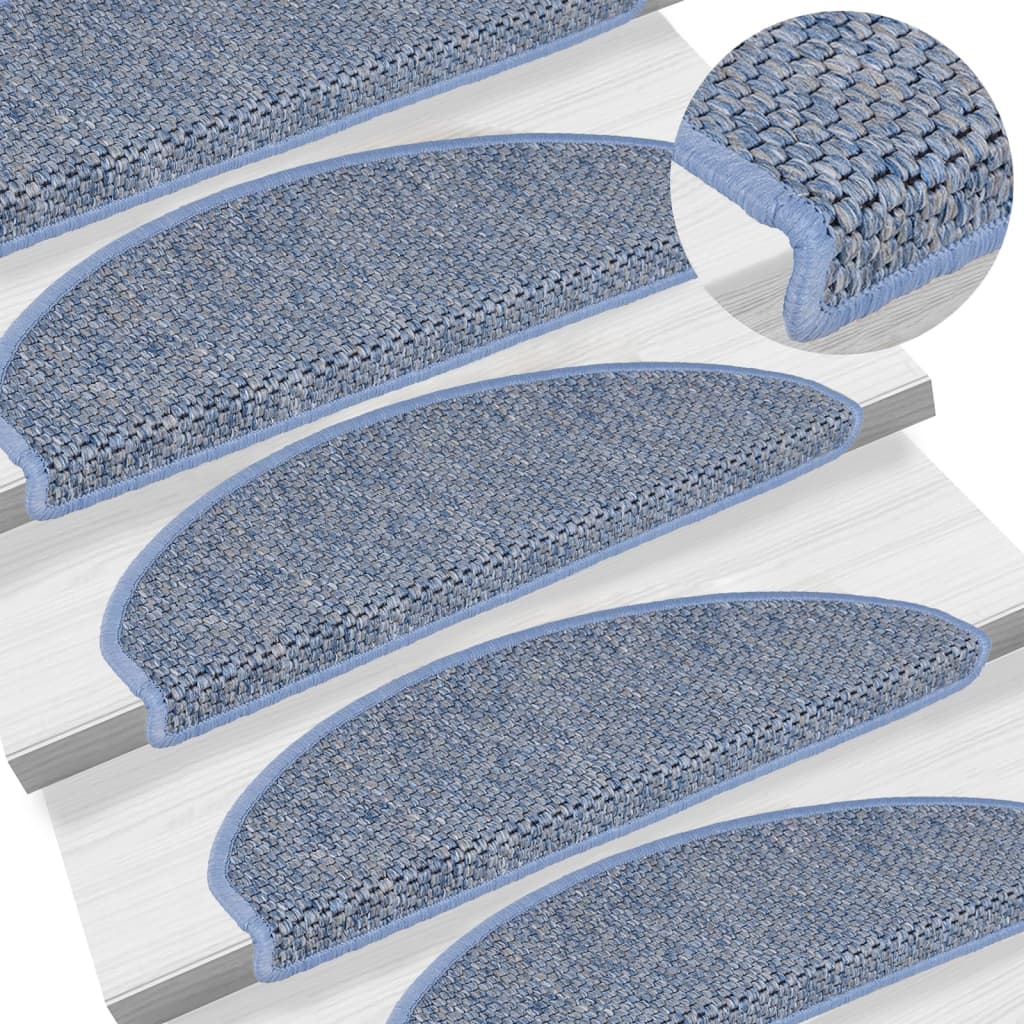 Treppenmatten Selbstklebend Sisal-Optik 15 Stk. 65x21x4 cm Blau