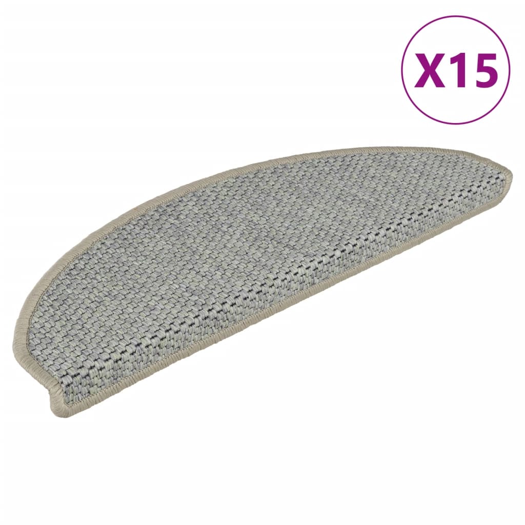 Treppenmatten Selbstklebend Sisal-Optik 15 Stk. 65x21x4 cm Grau