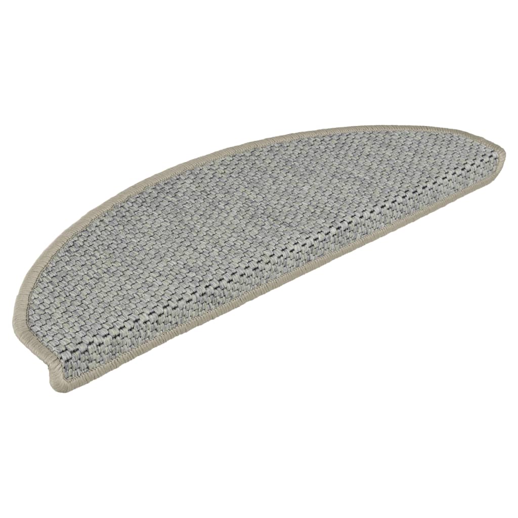 Treppenmatten Selbstklebend Sisal-Optik 15 Stk. 65x21x4 cm Grau