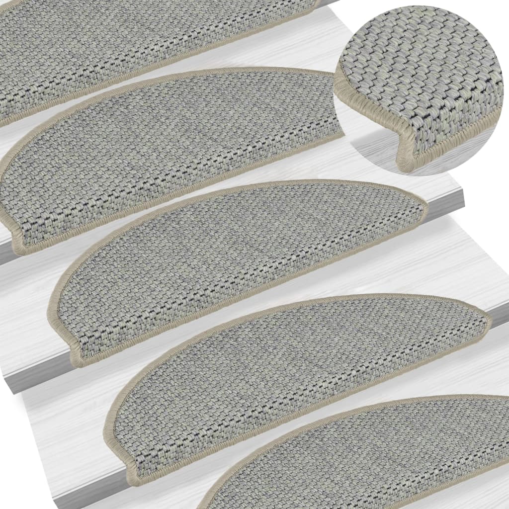 Treppenmatten Selbstklebend Sisal-Optik 15 Stk. 65x21x4 cm Grau