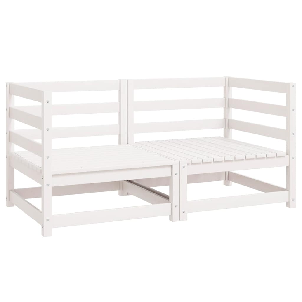 Garten-Ecksofas 2 Stk. Weiß Kiefer Massivholz