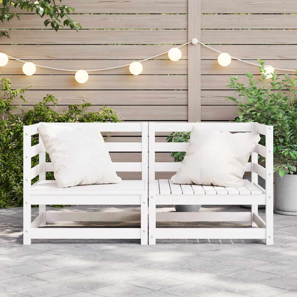 Garten-Ecksofas 2 Stk. Weiß Kiefer Massivholz