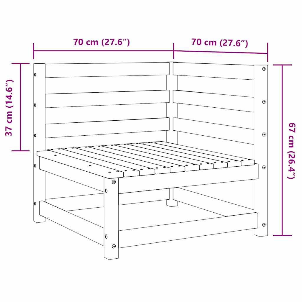 Garten-Ecksofas 2 Stk. Weiß Kiefer Massivholz
