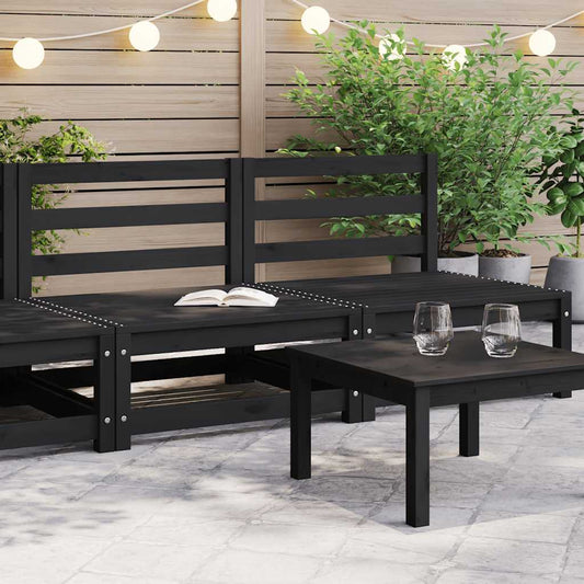 Garten-Mittelsofas 2 Stk. Schwarz Kiefer Massivholz
